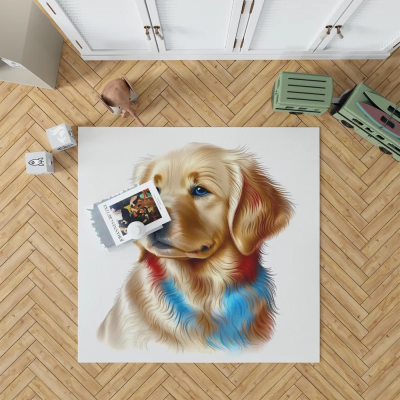 Colorful Golden Retriever Puppy Rug