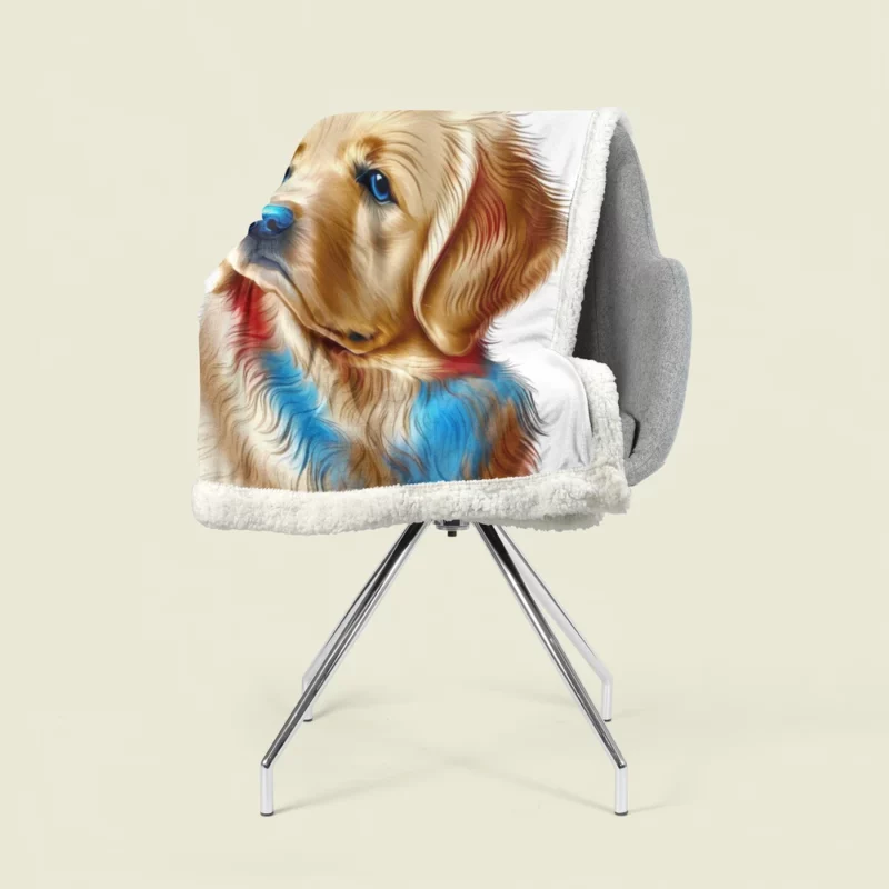 Colorful Golden Retriever Puppy Sherpa Fleece Blanket 1