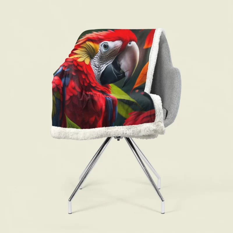 Colorful HD Parrot Sitting on Branch Sherpa Fleece Blanket 1