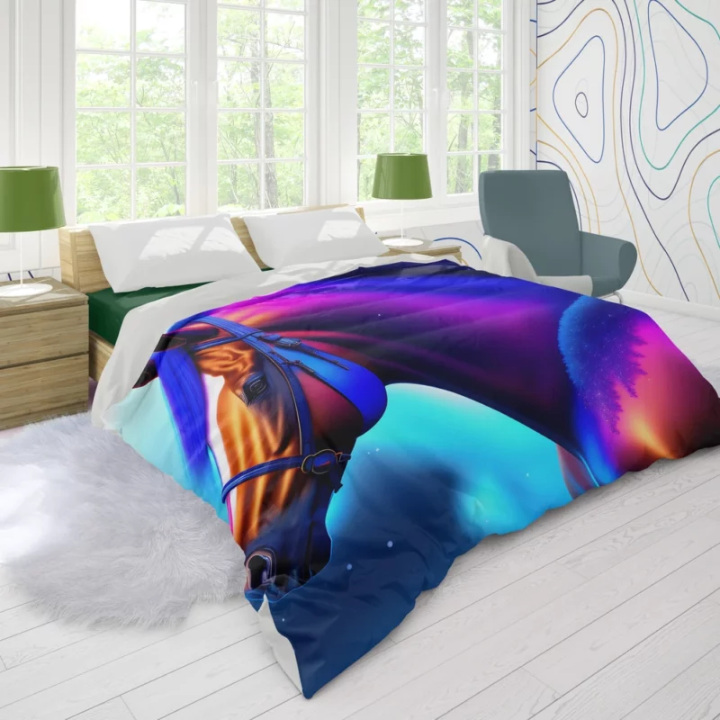 Colorful Horse Portrait Duvet Cover