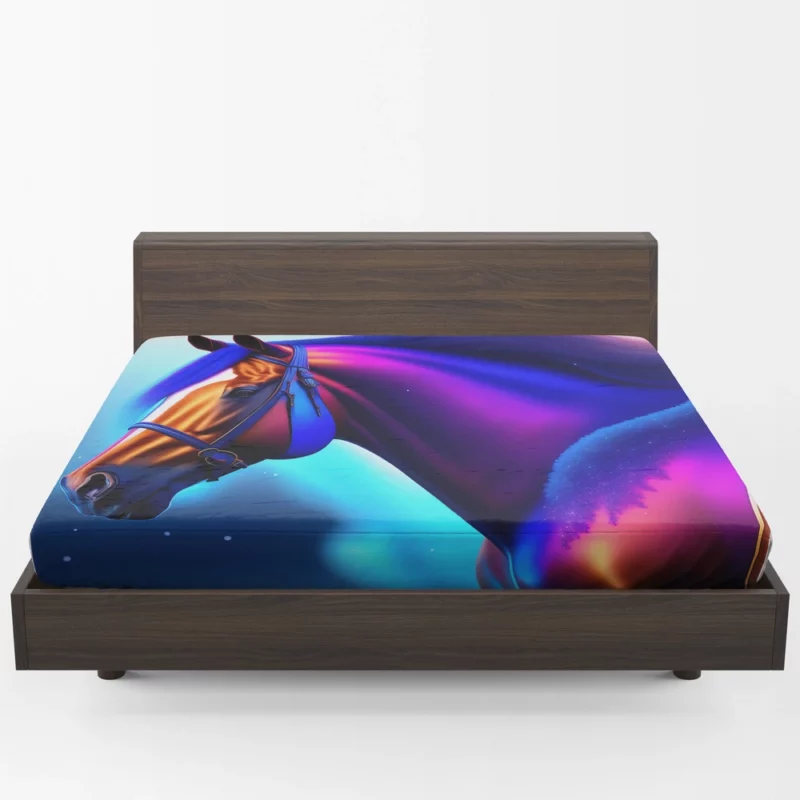 Colorful Horse Portrait Fitted Sheet 1