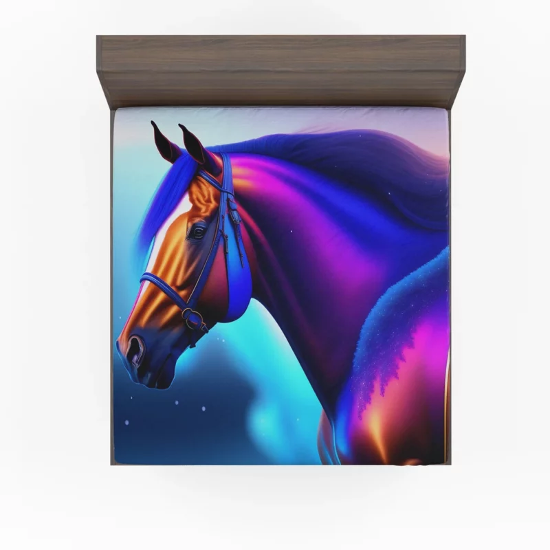 Colorful Horse Portrait Fitted Sheet