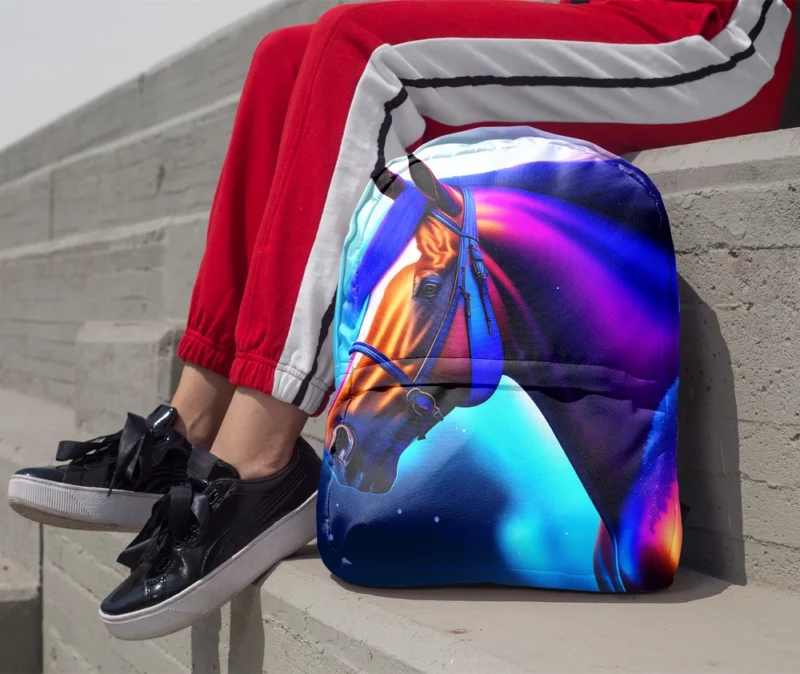 Colorful Horse Portrait Minimalist Backpack 1