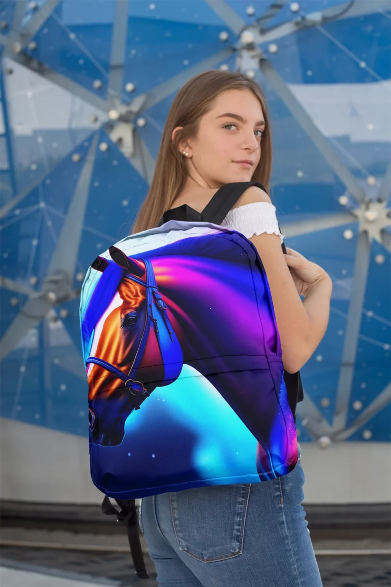 Colorful Horse Portrait Minimalist Backpack 2