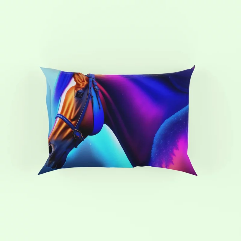 Colorful Horse Portrait Pillow Case