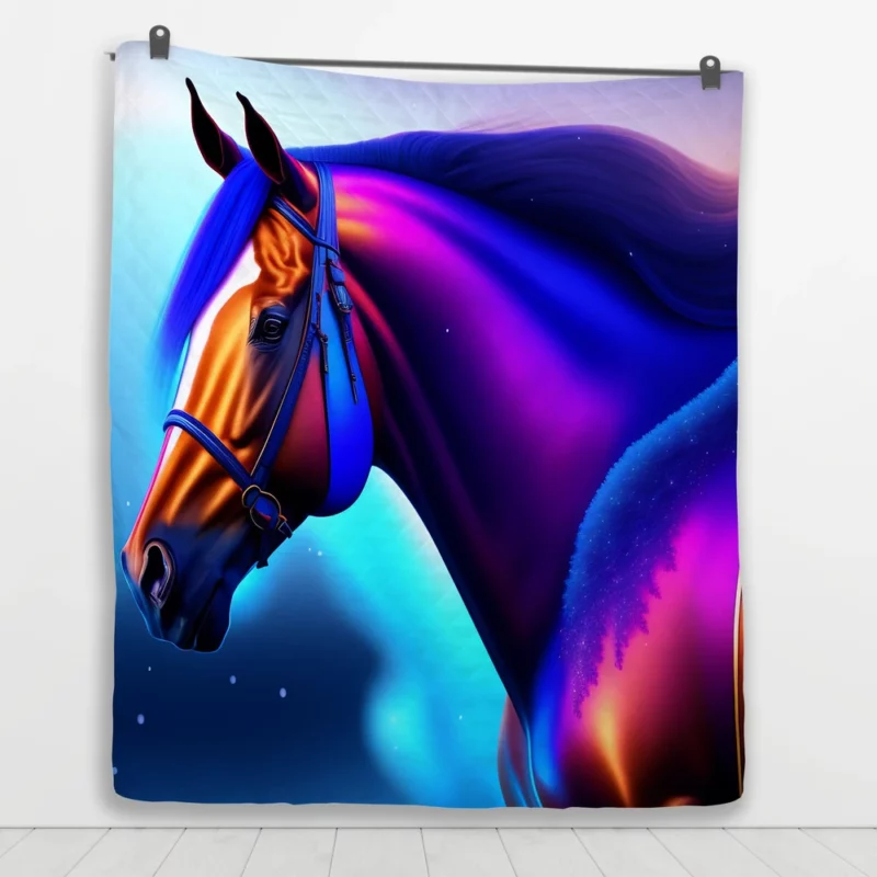 Colorful Horse Portrait Quilt Blanket 1