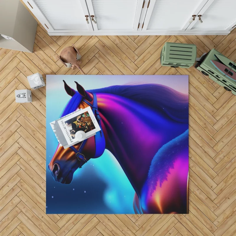 Colorful Horse Portrait Rug