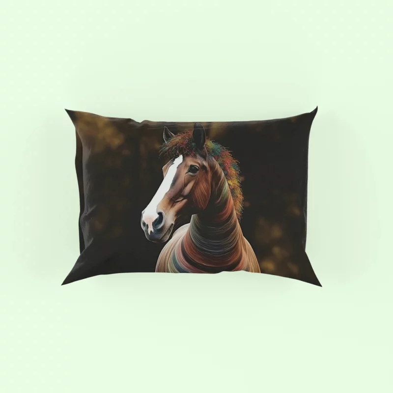 Colorful Horse on Dark Background Pillow Case