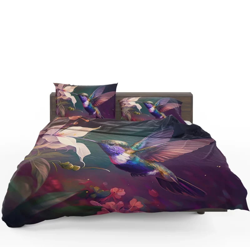 Colorful Hummingbird AI Art Bedding Set 1