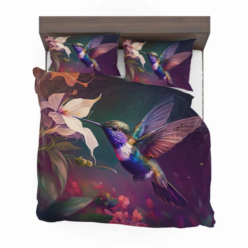 Colorful Hummingbird AI Art Bedding Set 2