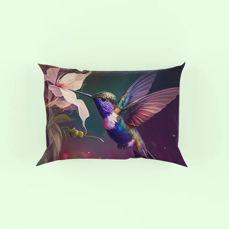 Colorful Hummingbird AI Art Pillow Case