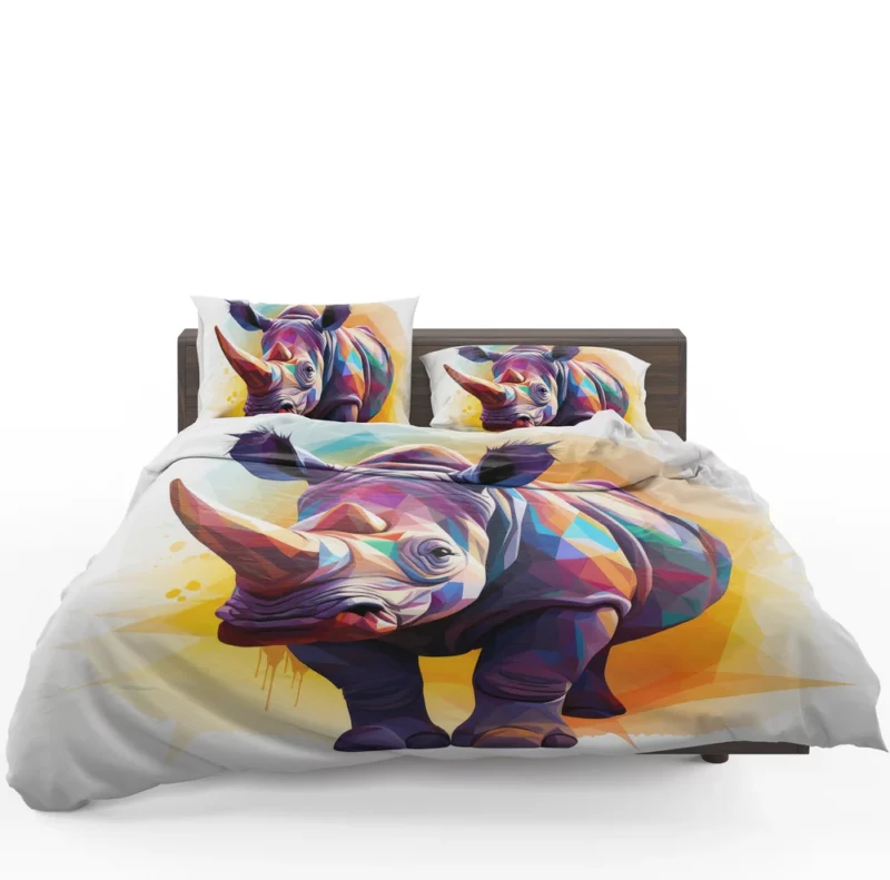 Colorful Low Poly Rhino Bedding Set 1