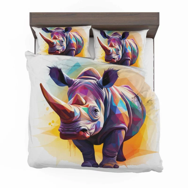 Colorful Low Poly Rhino Bedding Set 2