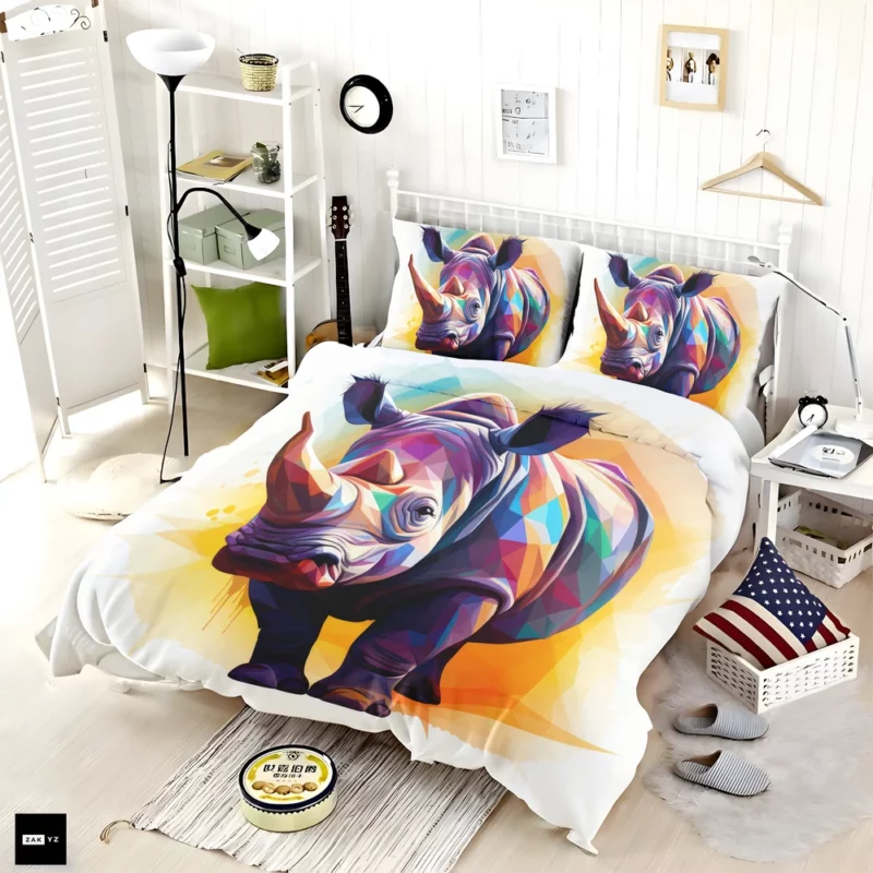 Colorful Low Poly Rhino Bedding Set