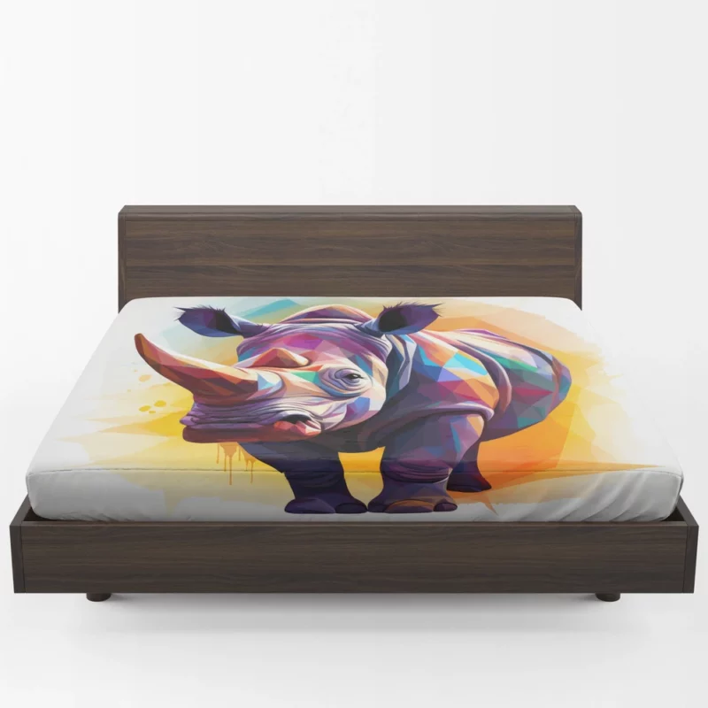 Colorful Low Poly Rhino Fitted Sheet 1