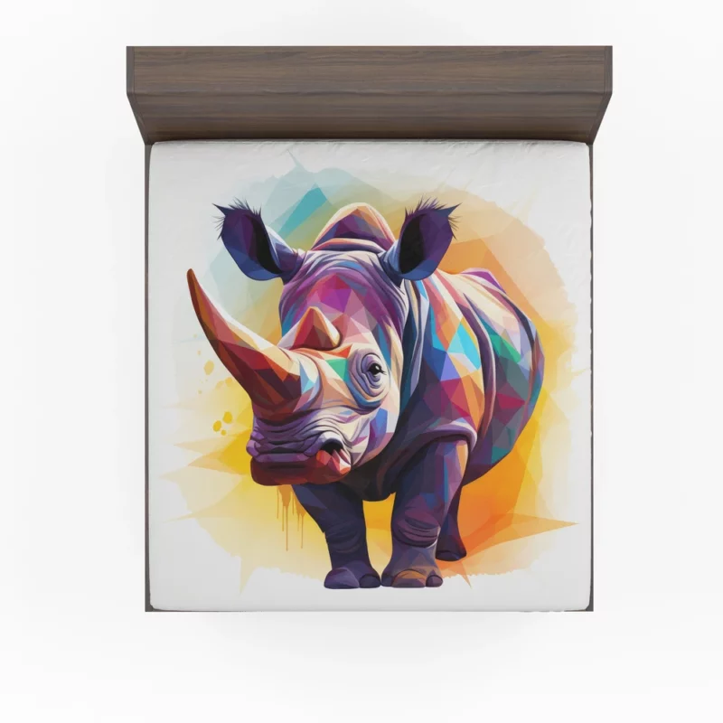 Colorful Low Poly Rhino Fitted Sheet