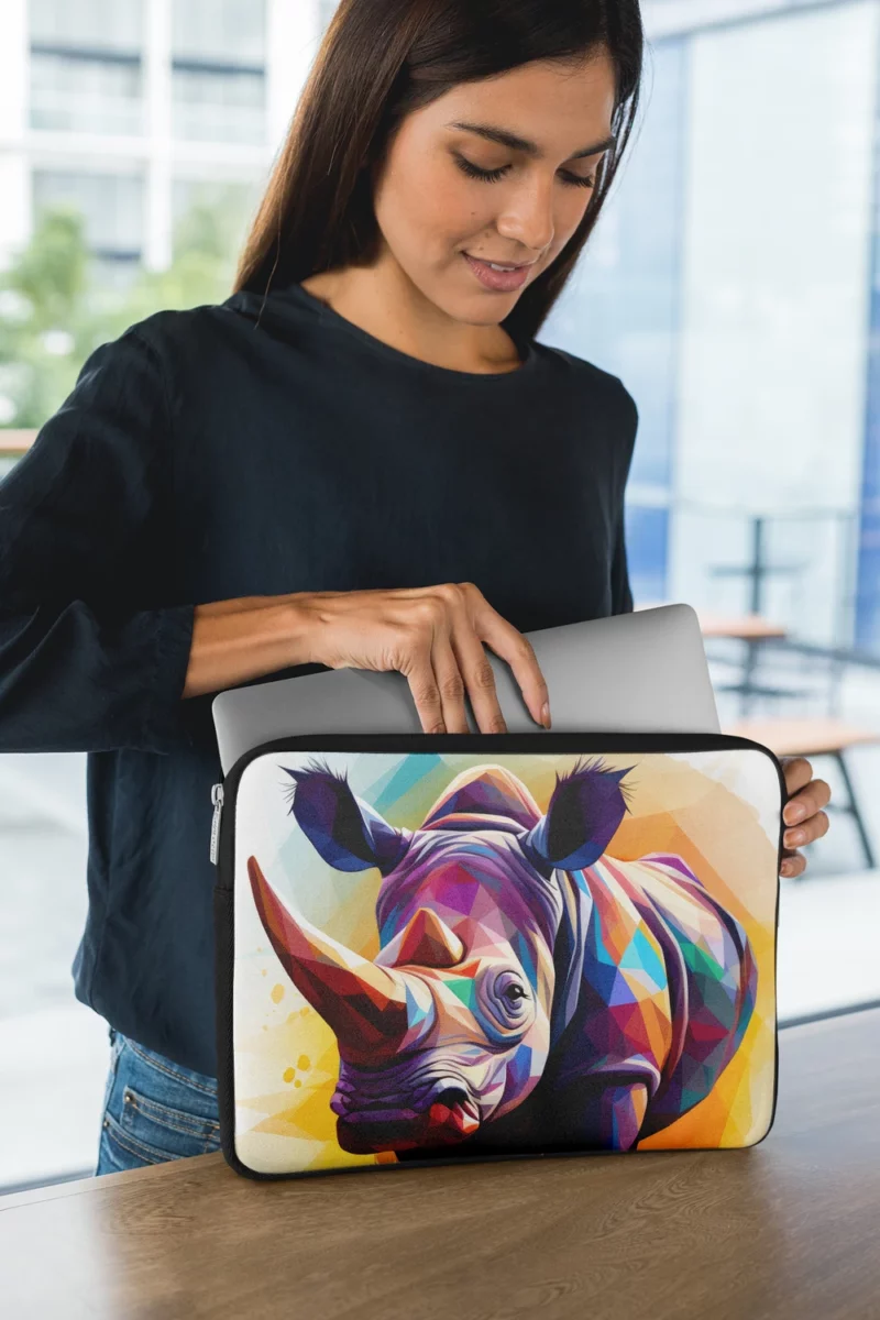 Colorful Low Poly Rhino Laptop Sleeve 1