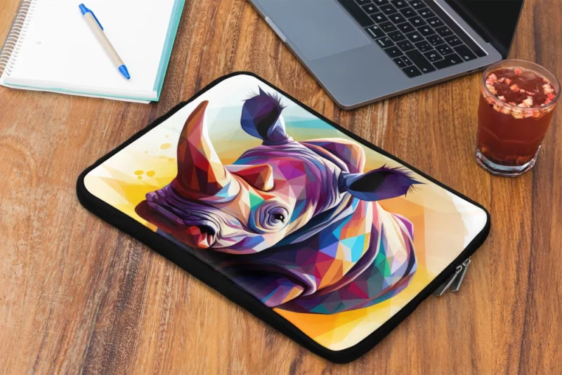 Colorful Low Poly Rhino Laptop Sleeve 2