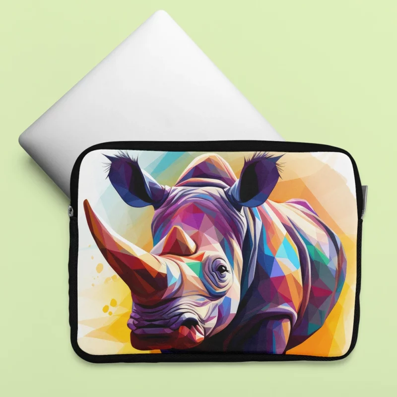 Colorful Low Poly Rhino Laptop Sleeve