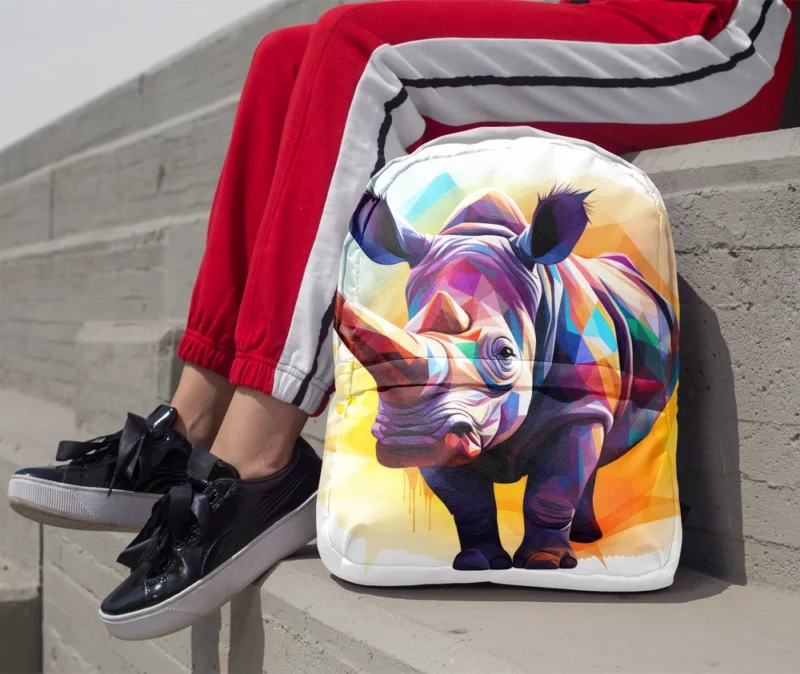 Colorful Low Poly Rhino Minimalist Backpack 1