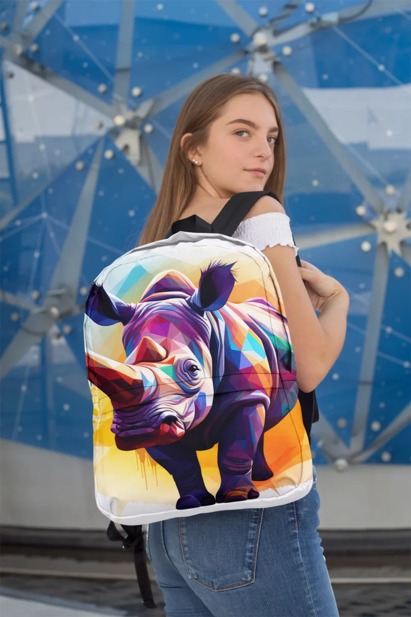 Colorful Low Poly Rhino Minimalist Backpack 2