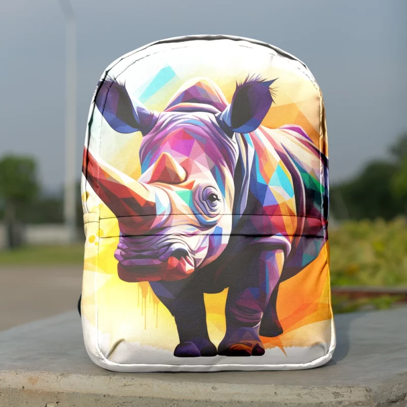 Colorful Low Poly Rhino Minimalist Backpack