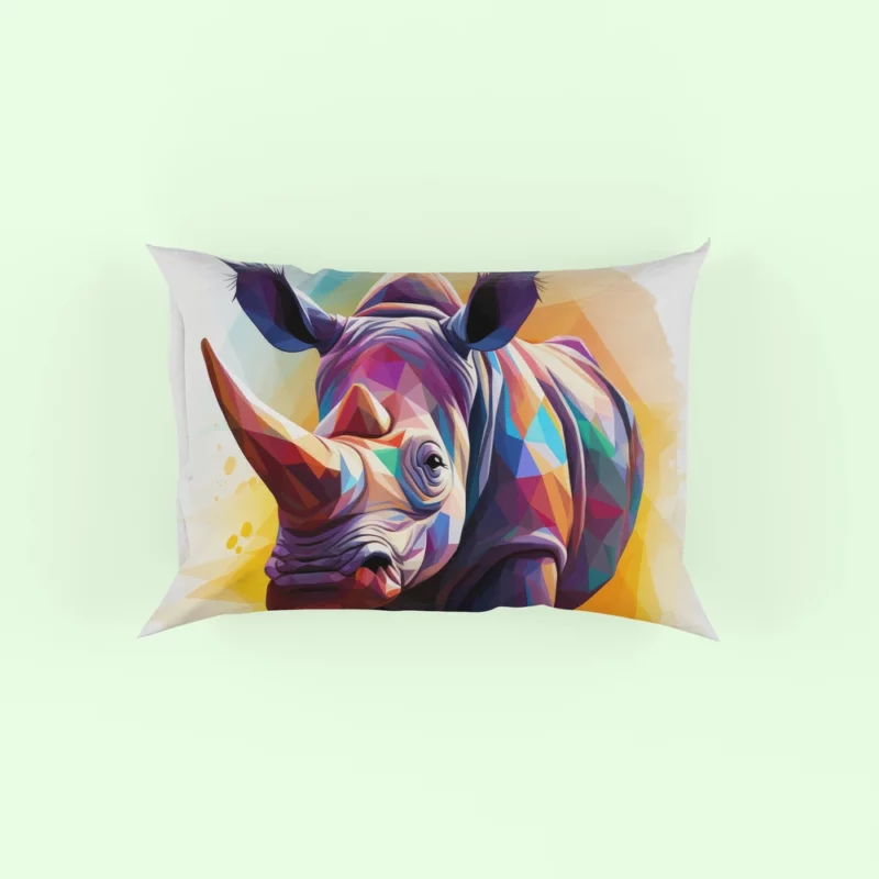 Colorful Low Poly Rhino Pillow Case