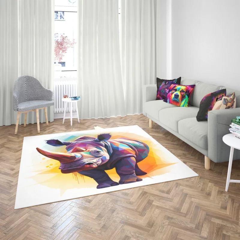 Colorful Low Poly Rhino Rug 2