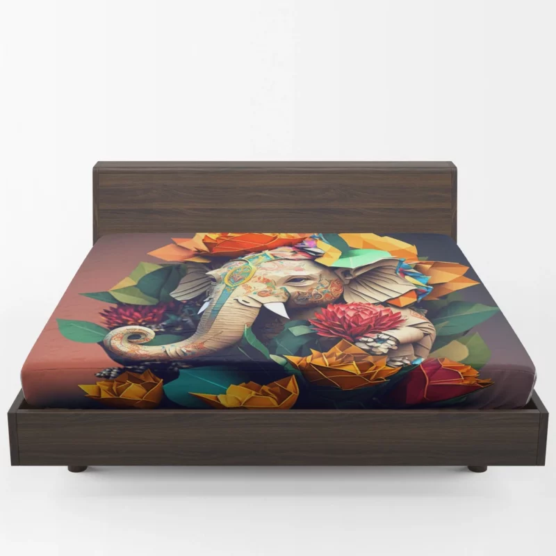 Colorful Origami Ganesha Fitted Sheet 1