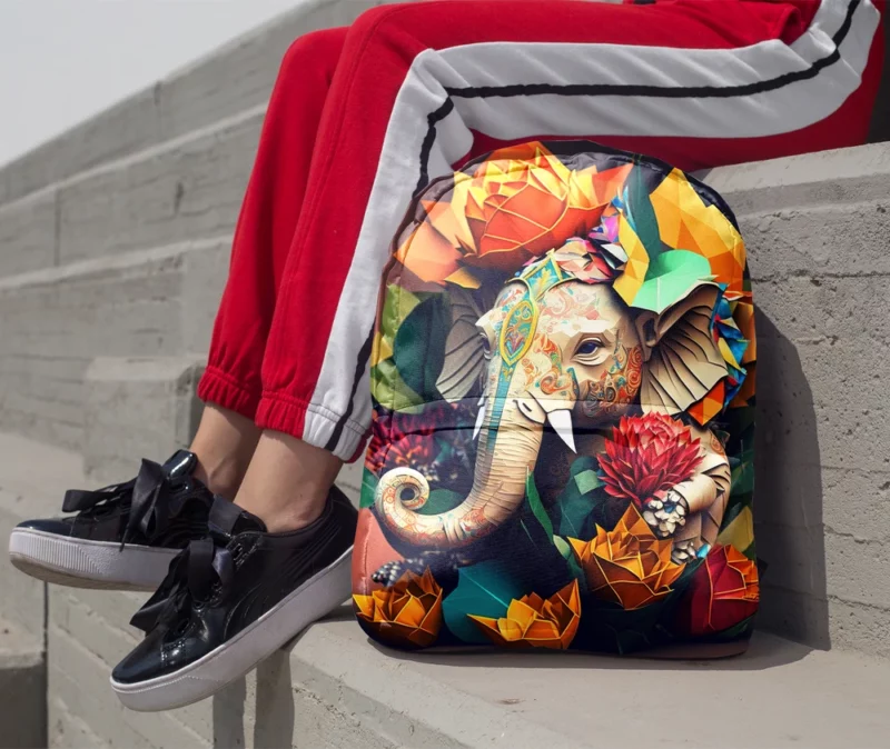 Colorful Origami Ganesha Minimalist Backpack 1