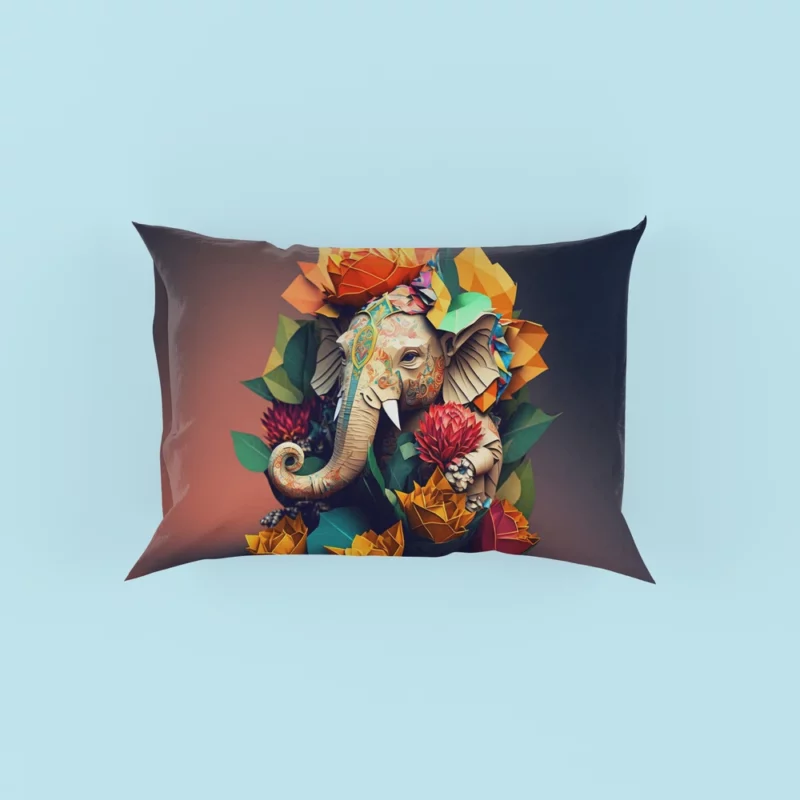 Colorful Origami Ganesha Pillow Case