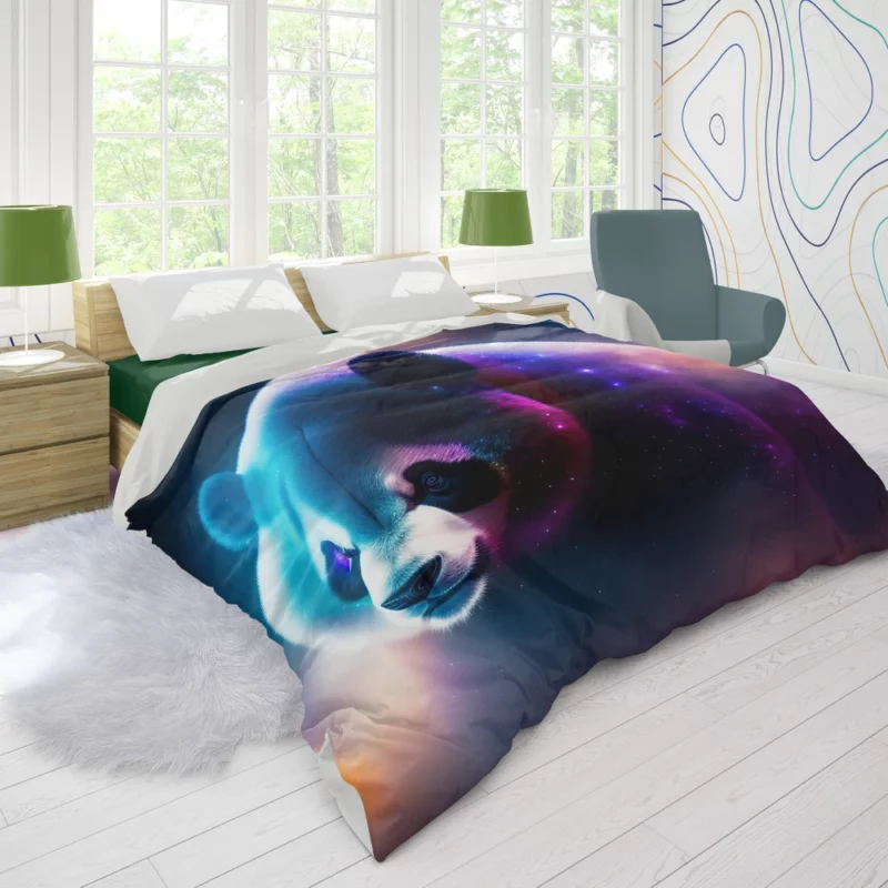 Colorful Panda Portrait Duvet Cover