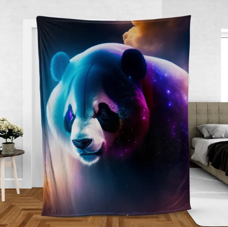 Colorful Panda Portrait Fleece Blanket