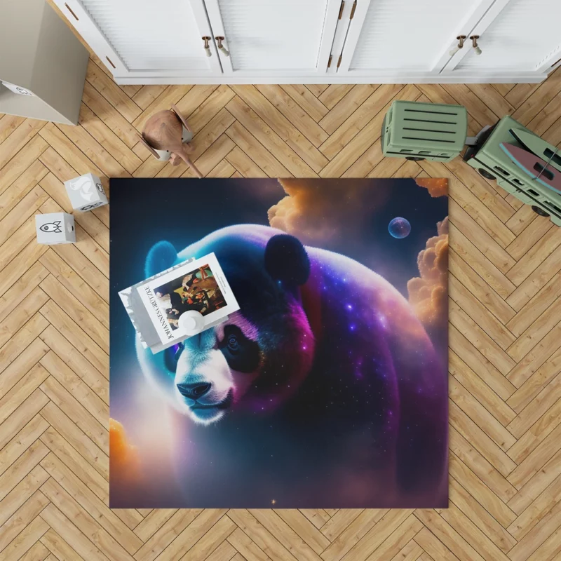 Colorful Panda Portrait Rug