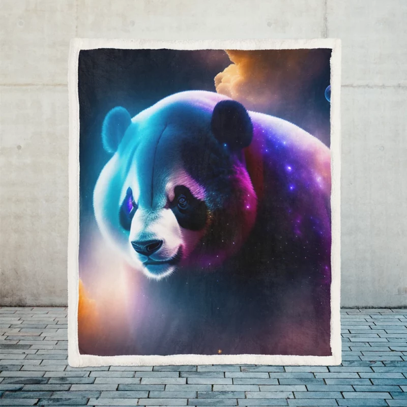 Colorful Panda Portrait Sherpa Fleece Blanket