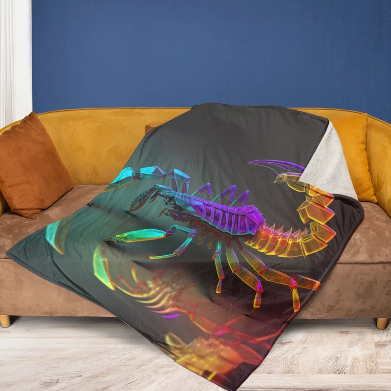 Colorful Scorpion Display Fleece Blanket 1