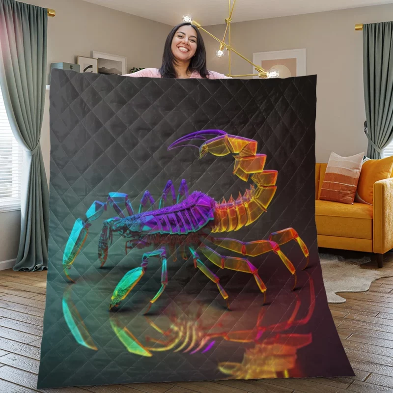 Colorful Scorpion Display Quilt Blanket