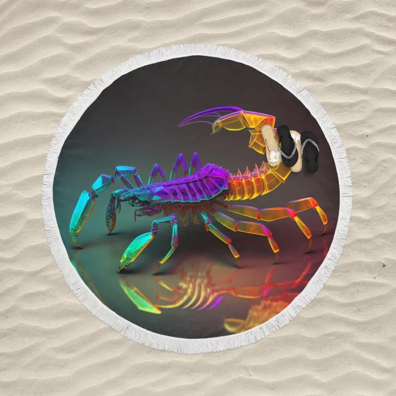 Colorful Scorpion Display Round Beach Towel