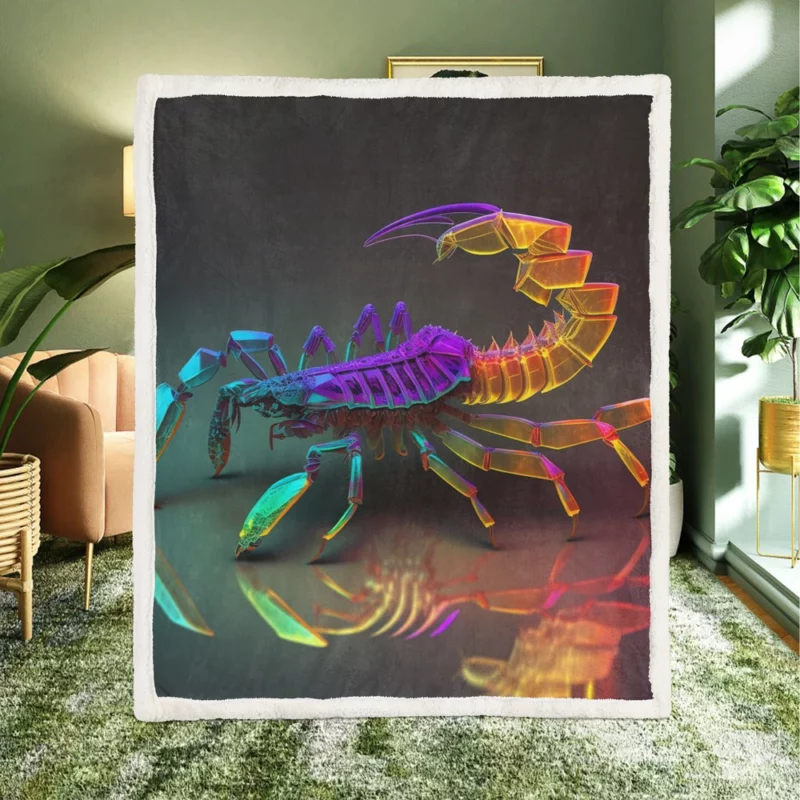 Colorful Scorpion Display Sherpa Fleece Blanket