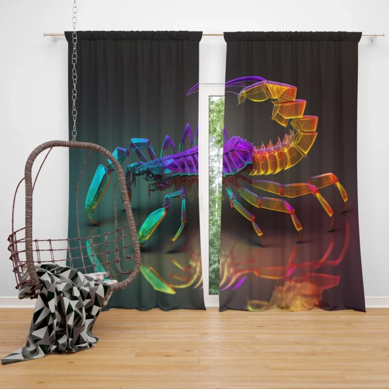 Colorful Scorpion Display Window Curtain