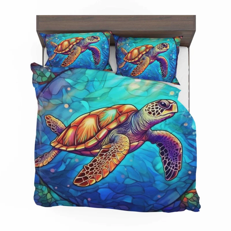 Colorful Sea Turtle with Sea Caption Bedding Set 2