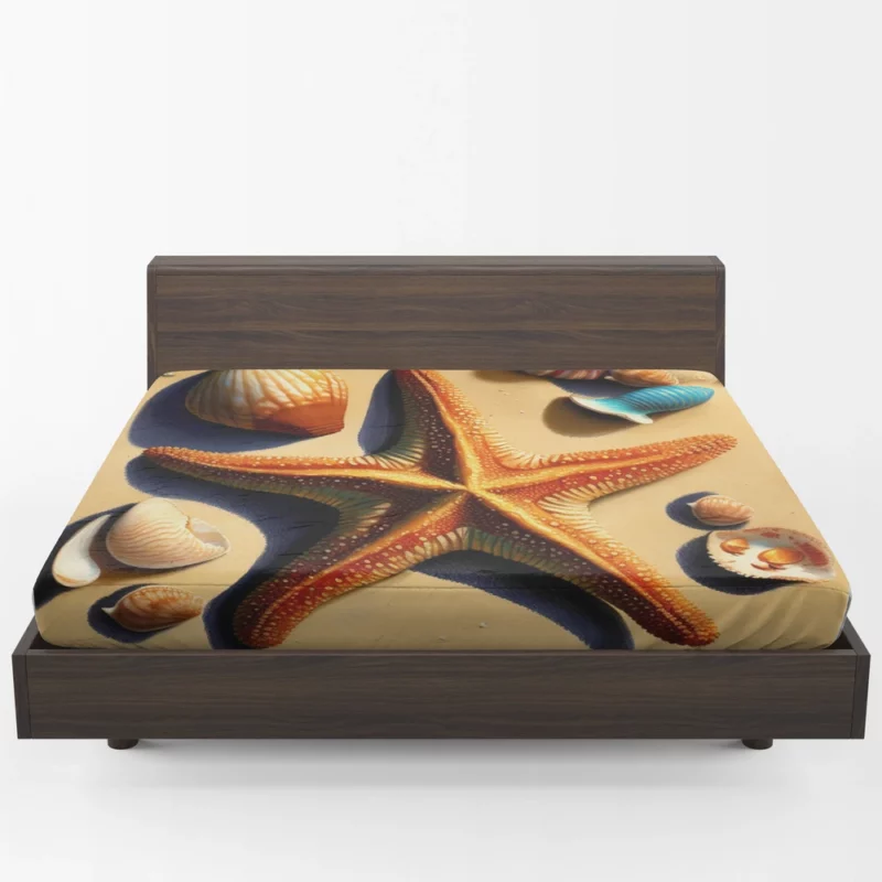 Colorful Starfish on Beach Fitted Sheet 1