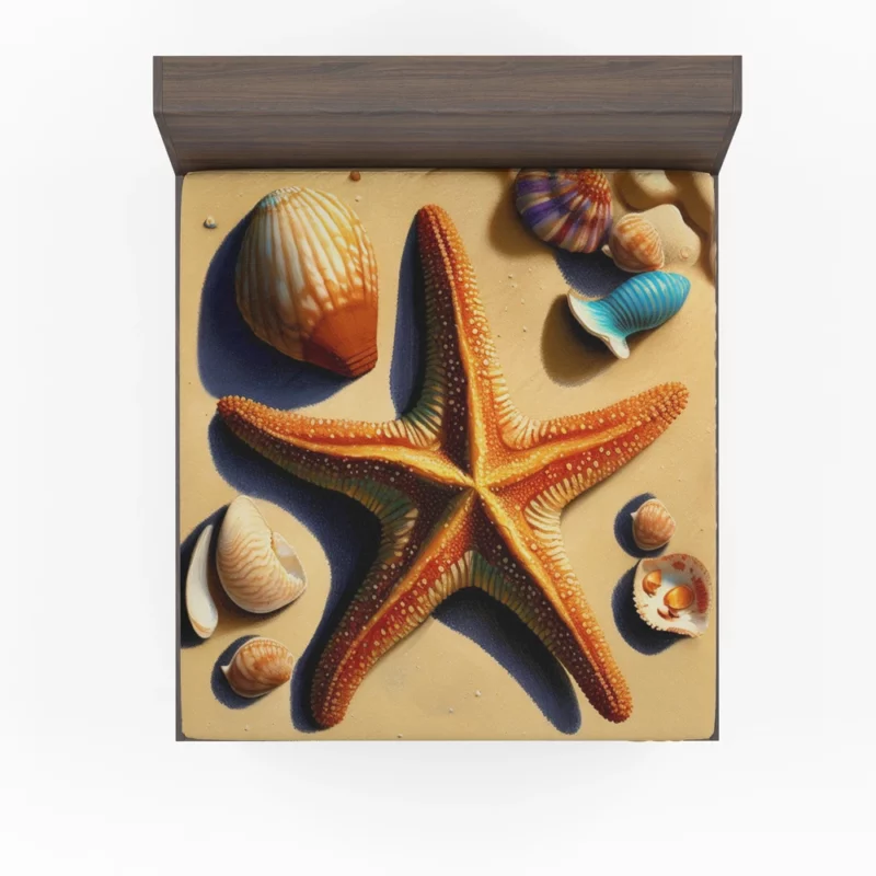 Colorful Starfish on Beach Fitted Sheet