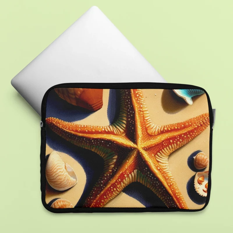 Colorful Starfish on Beach Laptop Sleeve