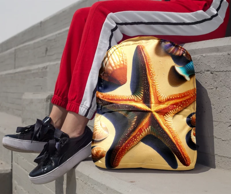 Colorful Starfish on Beach Minimalist Backpack 1