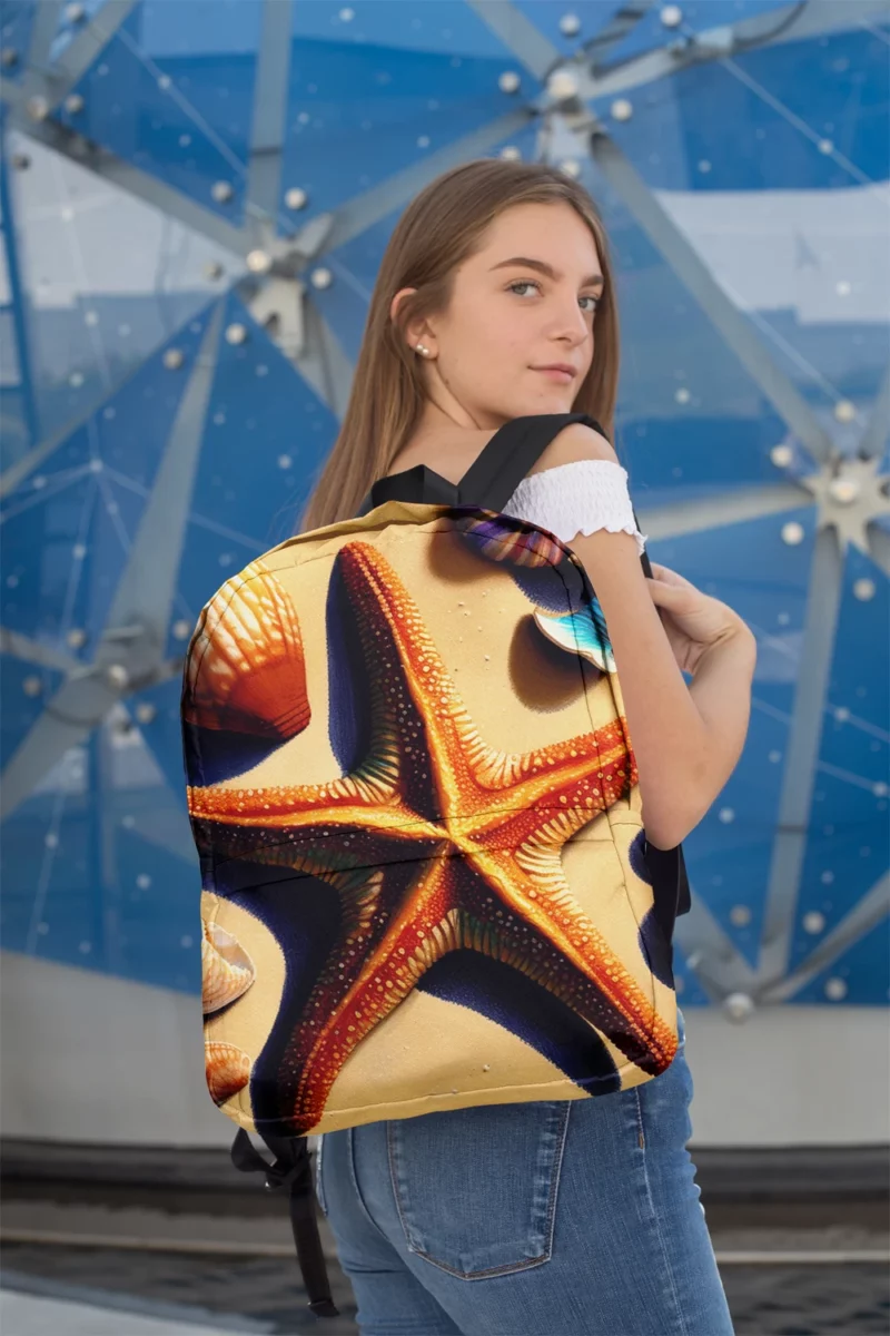 Colorful Starfish on Beach Minimalist Backpack 2