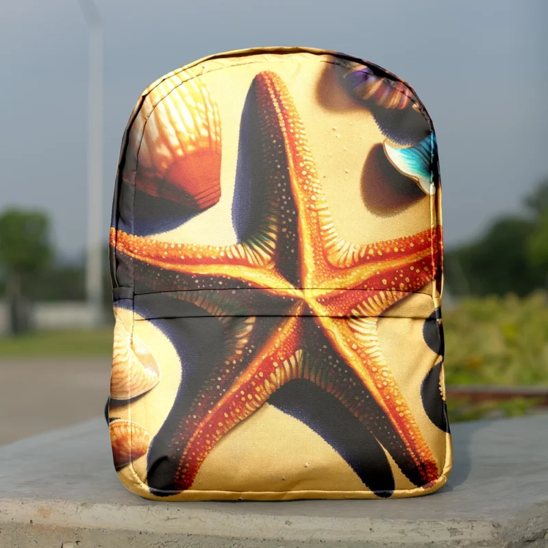 Colorful Starfish on Beach Minimalist Backpack