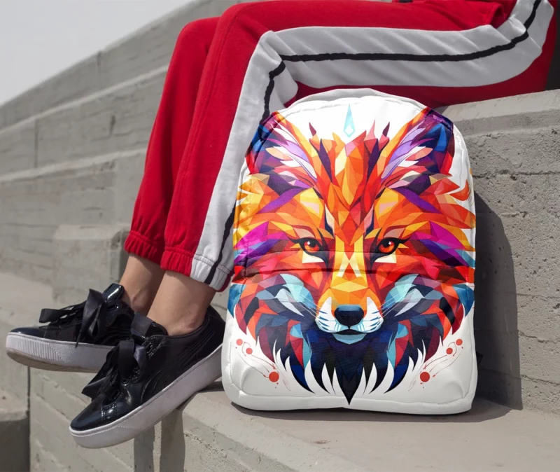 Colorful Wolf Head Artwork Minimalist Backpack 1