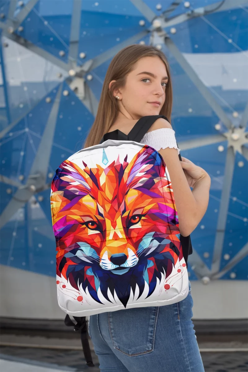 Colorful Wolf Head Artwork Minimalist Backpack 2