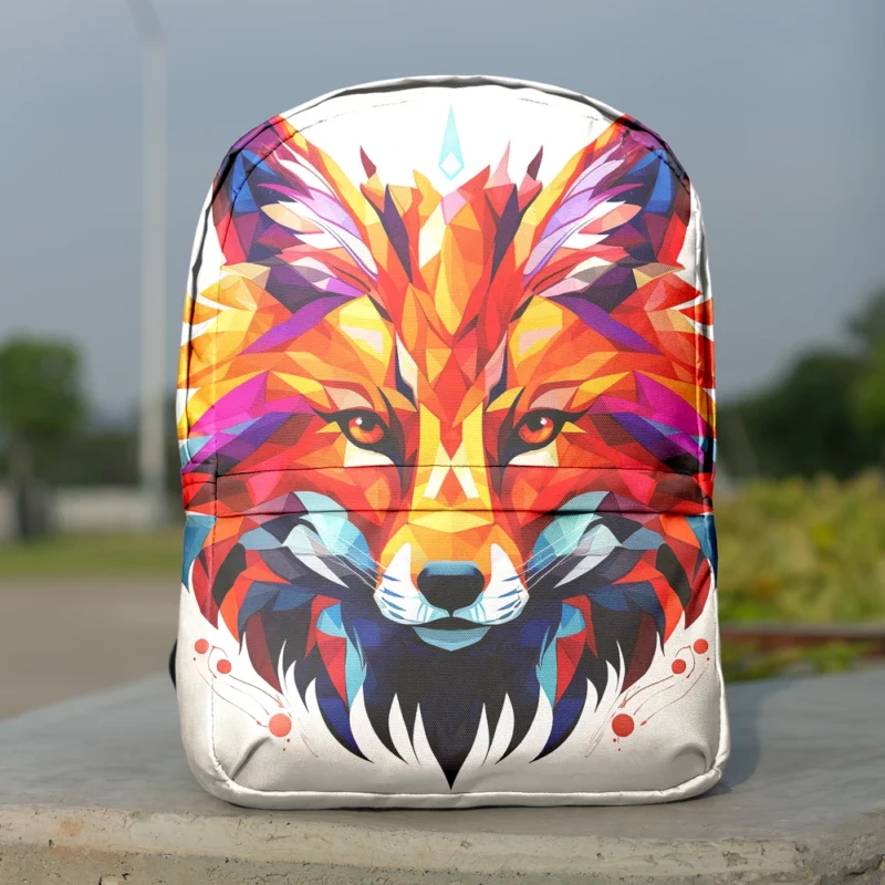 Colorful Wolf Head Artwork Minimalist Backpack